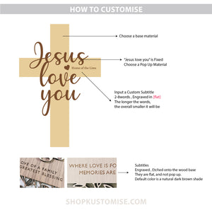 Jesus Love You 3D Cross Sign