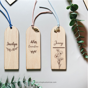 Customised Wood Bookmarks [Botanical Border Series]