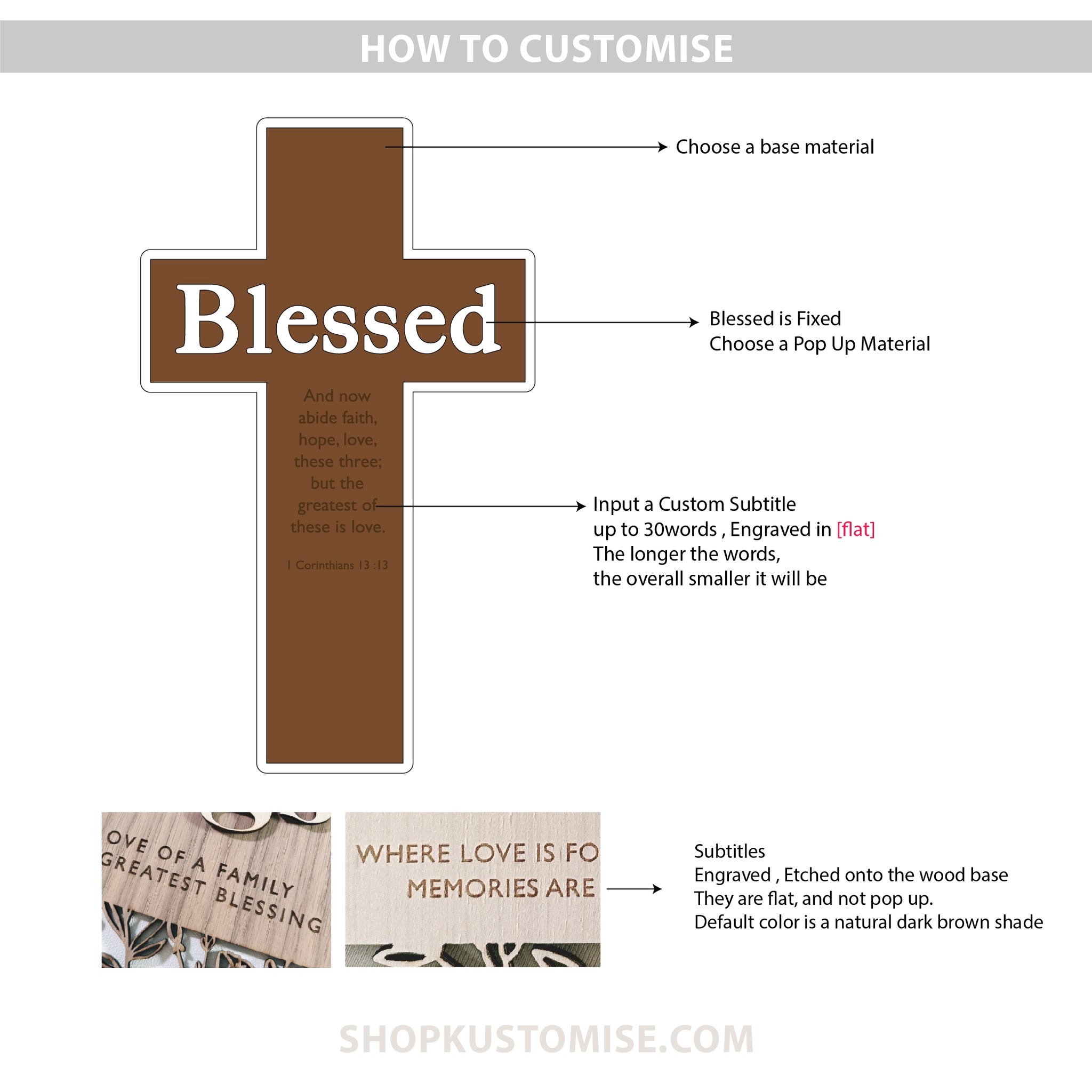 Blessed Cross Sign Blessed V2 3D Cross Sign - SHOPKUSTOMISE