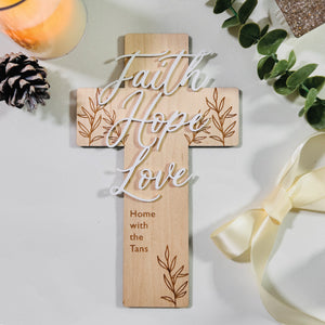 Faith Hope Love V2 3D Cross Sign