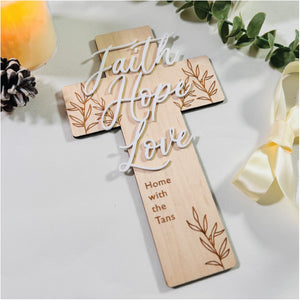 Faith Hope Love V2 3D Cross Sign