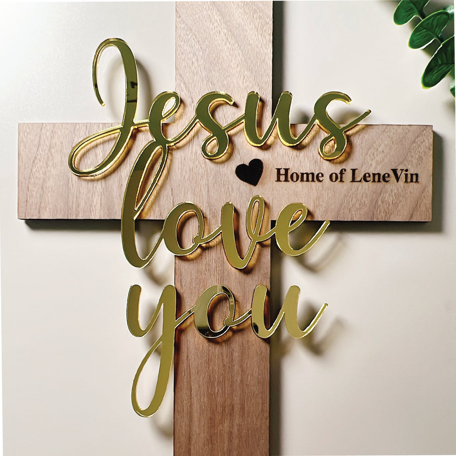 Jesus Love You 3D Cross Sign