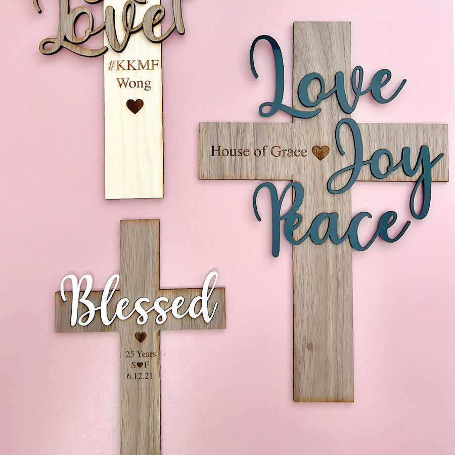 Love Joy Peace 3D Cross Sign