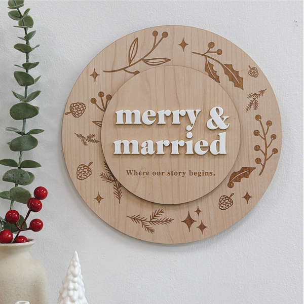 Modern Floral Merry Home Sign