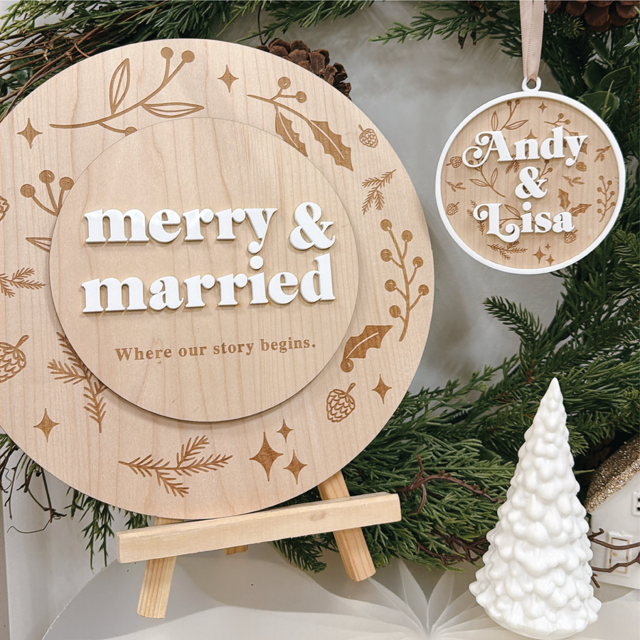 Modern Floral Merry Home Sign