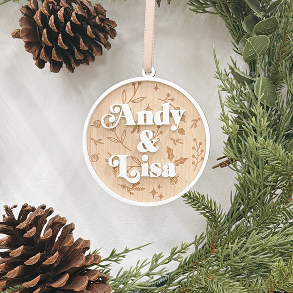 Modern Floral Merry Ornament