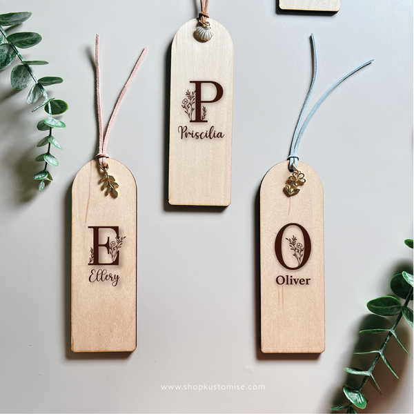 Customised Wood Bookmarks [Botanical Initial Series]