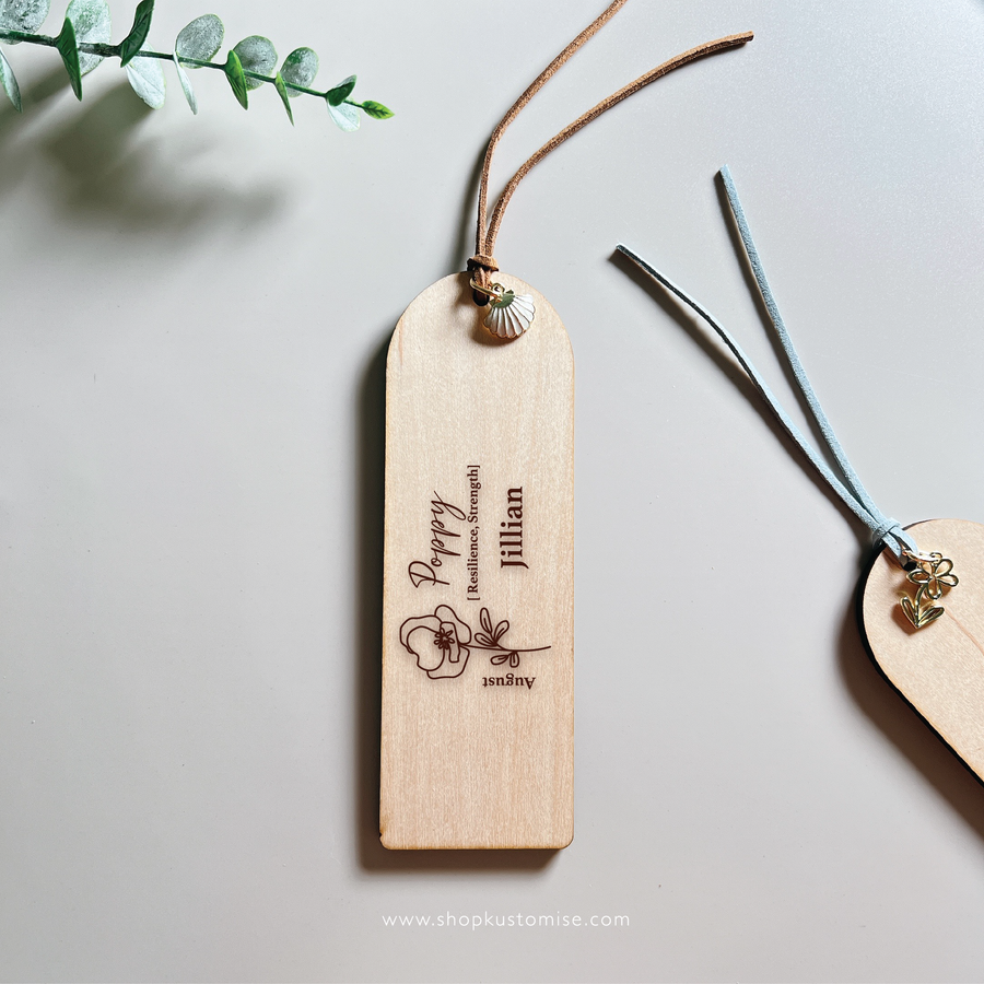 Customised Wood Bookmarks [Birth Flower Series]