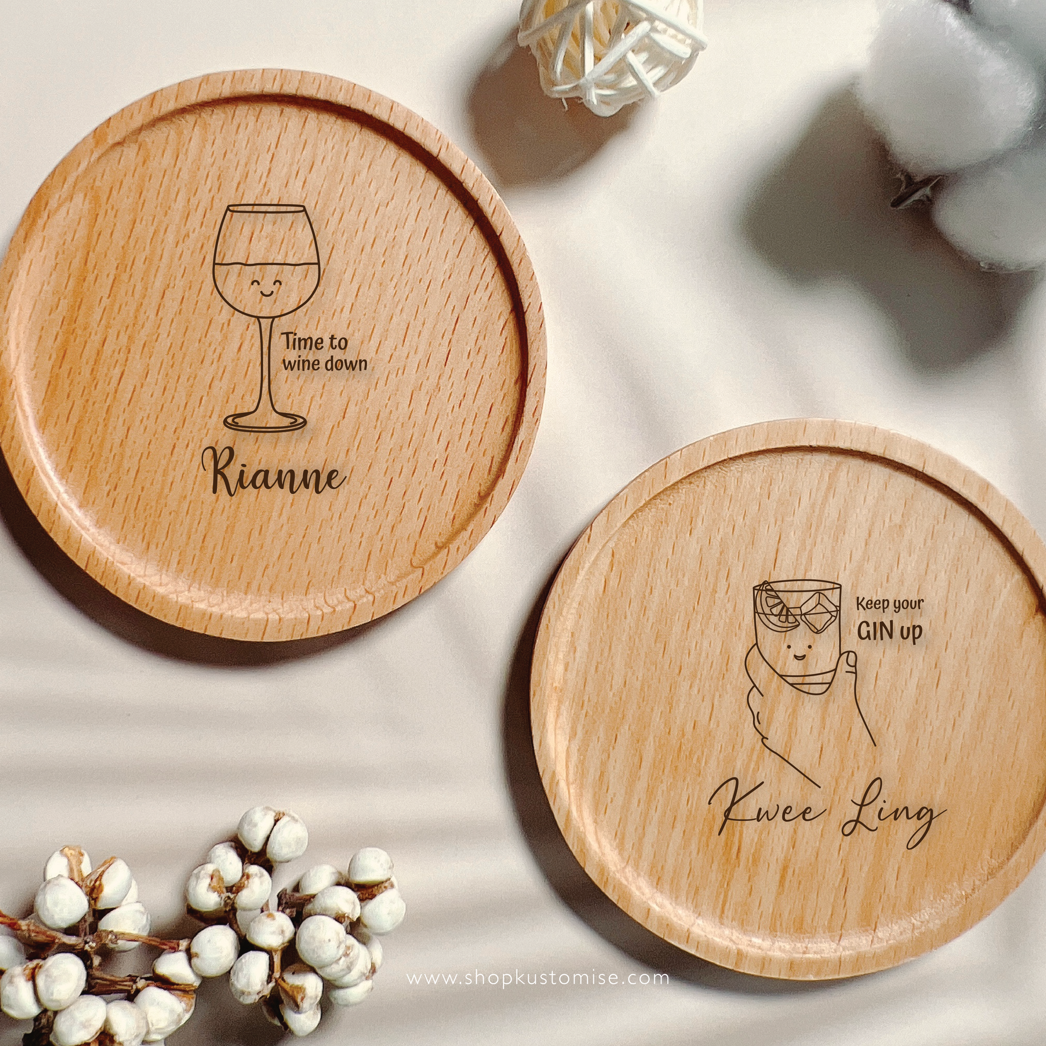 Customised Wood Coasters [Alcohol Pun Series] - SHOPKUSTOMISE