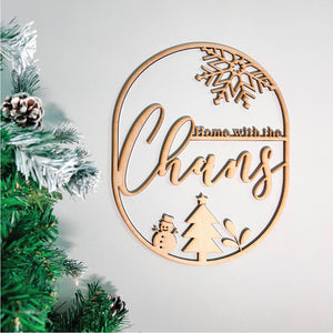 Oblong Family Christmas Sign