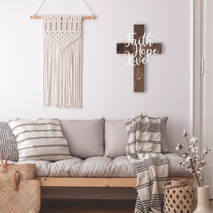 Faith Hope Love 3D Cross Sign
