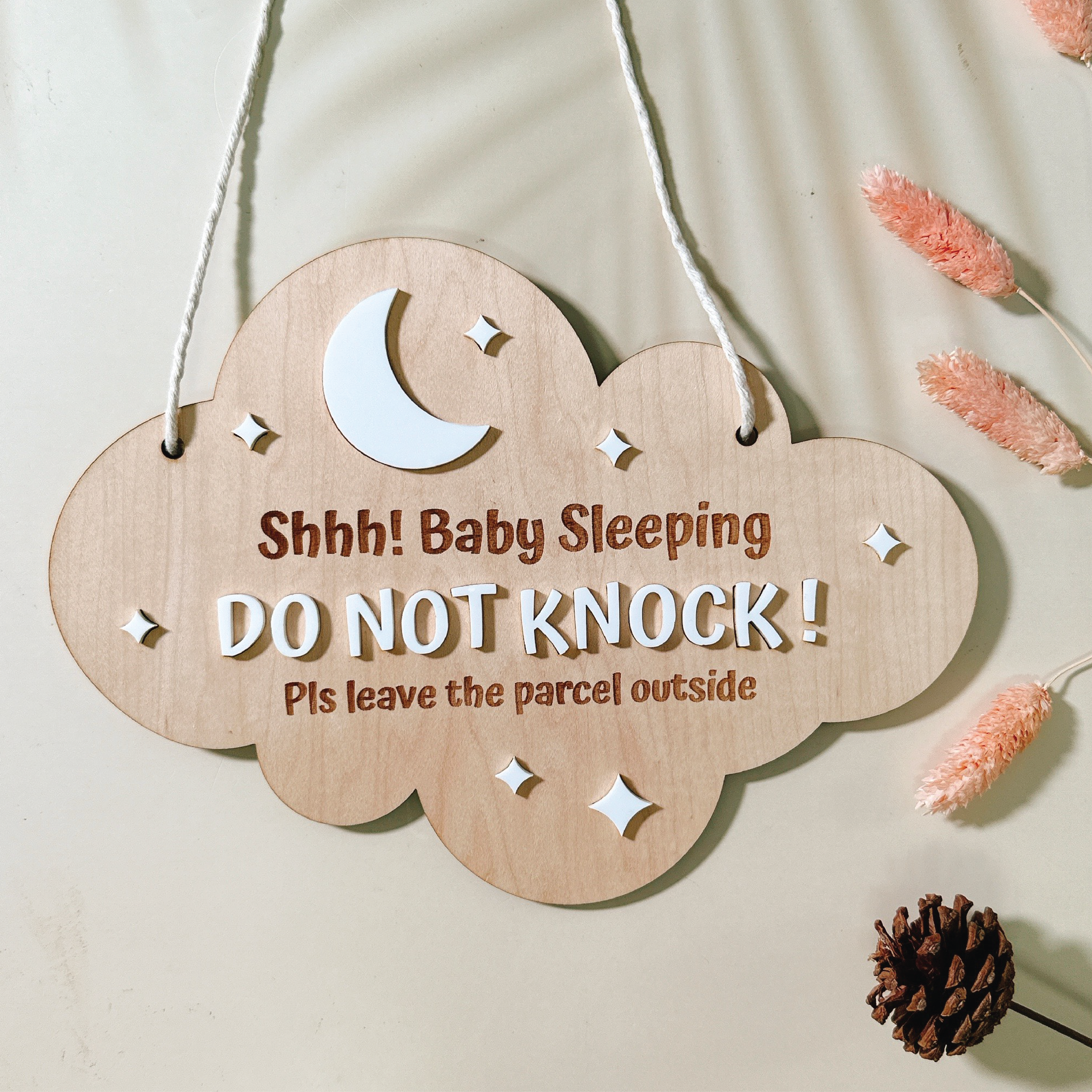 Complete Sleep Sign Baby is Sleeping Full Cloud Notice Sign - SHOPKUSTOMISE